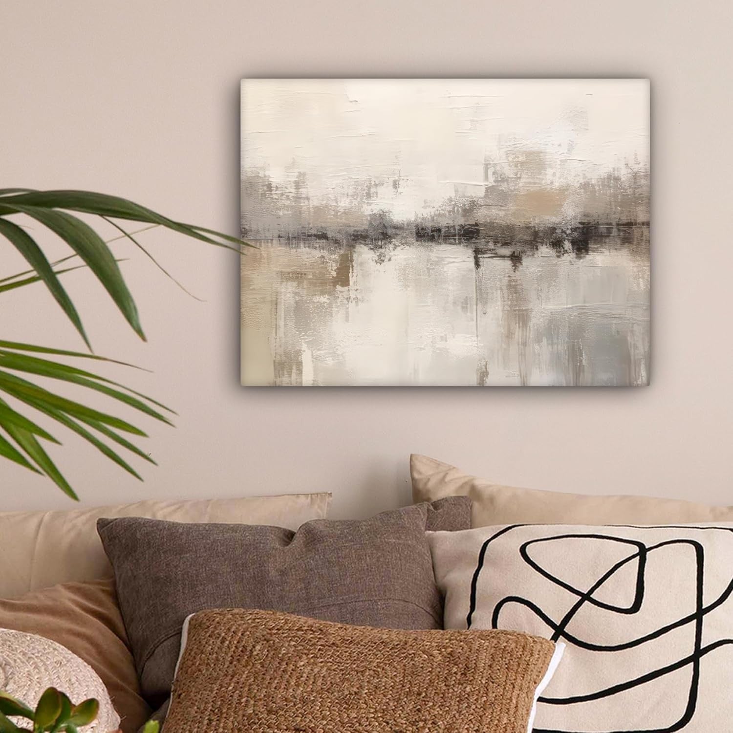 Beige Abstract Canvas Wall Art 40x30cm Modern Framed Print