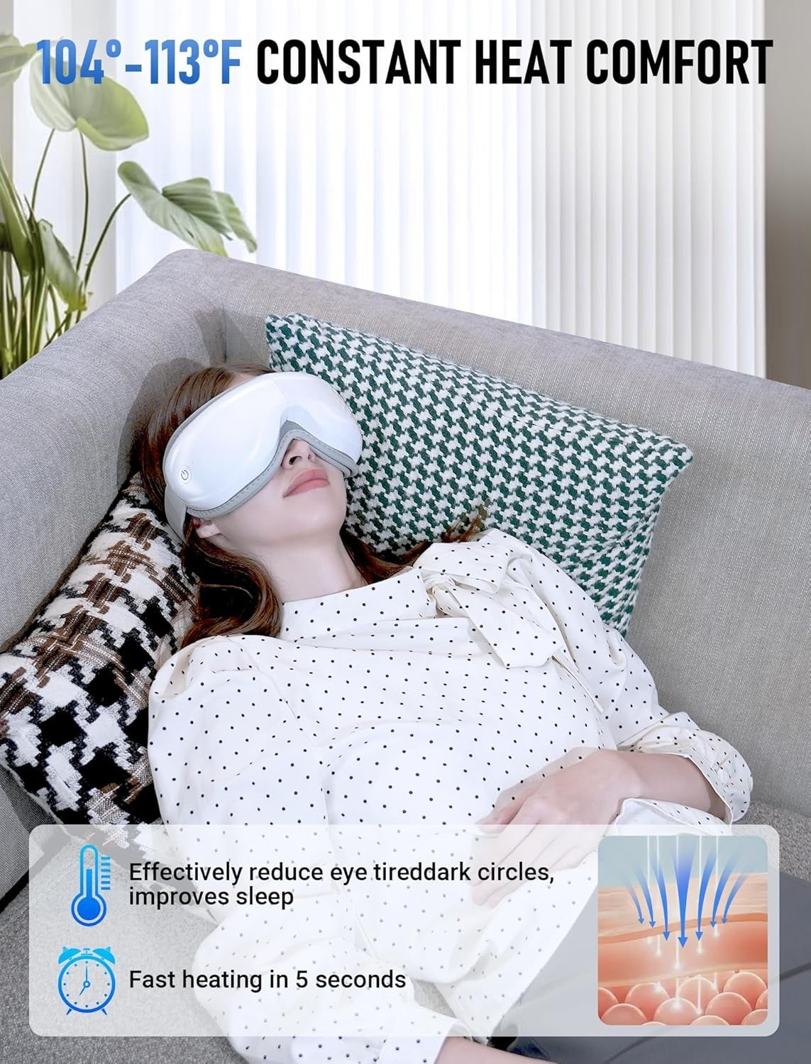 Heated Eye Massager Bluetooth Air Compression Sleep