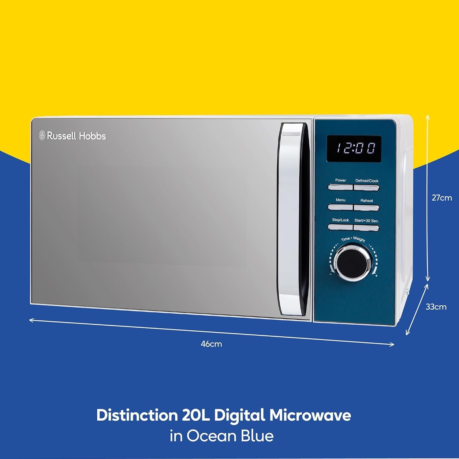 20L Digital Microwave 800W 8 Auto Cook 5 Power Levels Ocean Blue