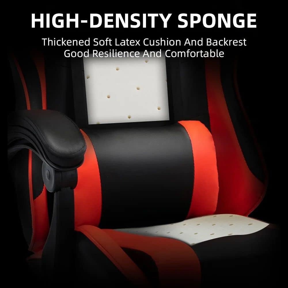 Ergonomic Gaming Chair Reclining Office Desk Chair w Footrest Red