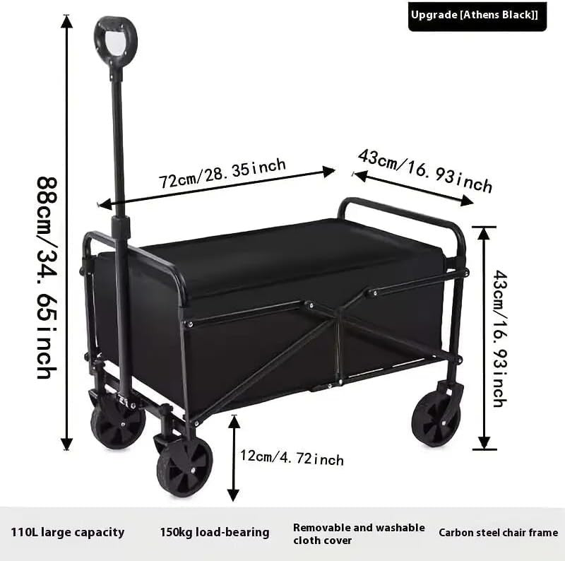 Foldable Heavy Duty Festival Trolley Wagon Outdoor Garden Camping Cart Black