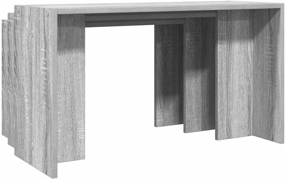 Grey Nesting End Side Tables Set of 3 Modern Space Saving Durable Engineered Woo