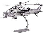 3D Metal Thunderbolt Helicopter Puzzle Model Kit - Stainless Steel, 122 Pcs