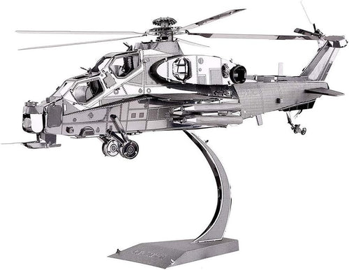 3D Metal Thunderbolt Helicopter Puzzle Model Kit - Stainless Steel, 122 Pcs