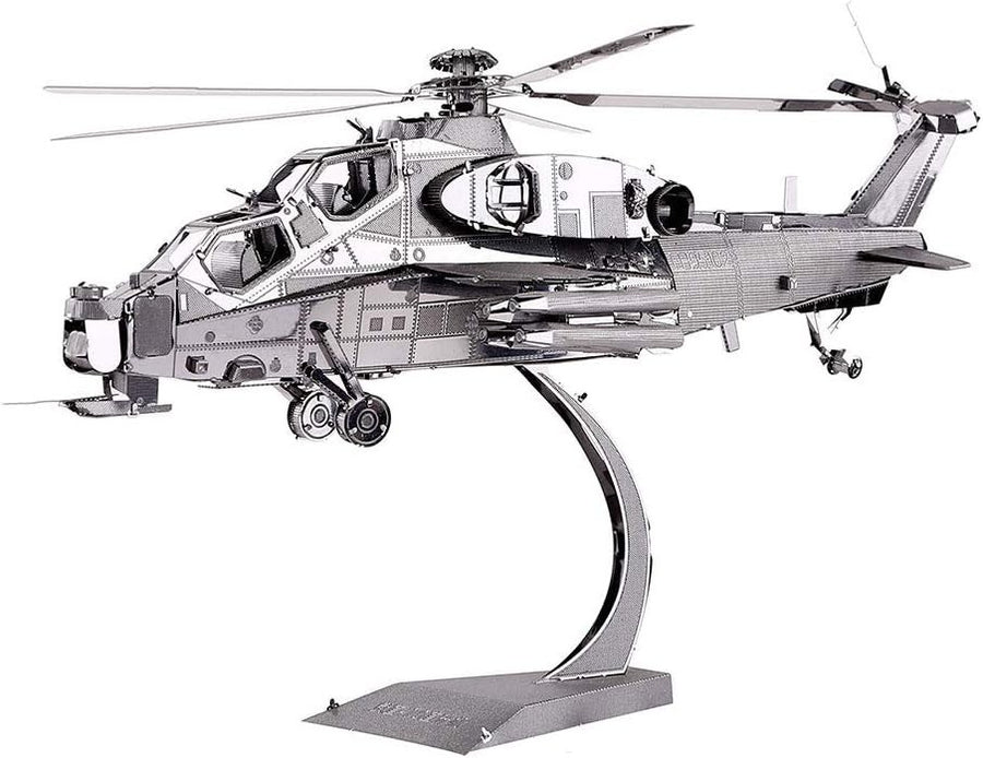 3D Metal Thunderbolt Helicopter Puzzle Model Kit - Stainless Steel, 122 Pcs