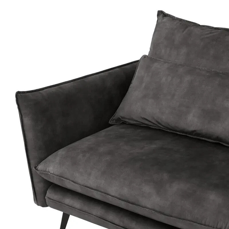 Right Hand Corner Sofa Grey Velvet – 4 Seater Chaise Lounge with Metal Legs