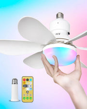 52cm Ceiling Fan Light, RGB Dimmable LED, 3 Speeds, E27 Base, Remote
