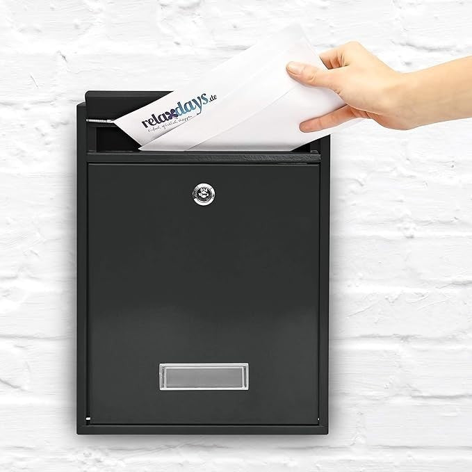 Wall Mounted Lockable Mailbox Weatherproof Metal Post Box Hinged Lid + Keys