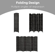 6 Panel Folding Room Divider – Black Woven Privacy Screen for Bedroom