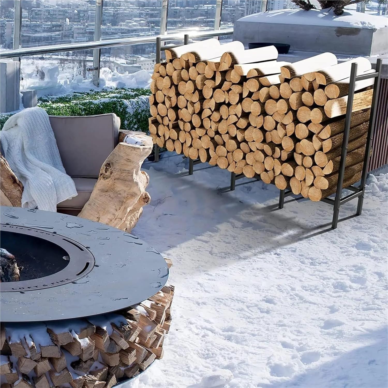 Heavy Duty Indoor Outdoor Firewood Rack - Spacious & Foldable Log Storage