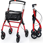 4 Wheel Rollator Walker Lightweight Folding Walking Brakes Tray