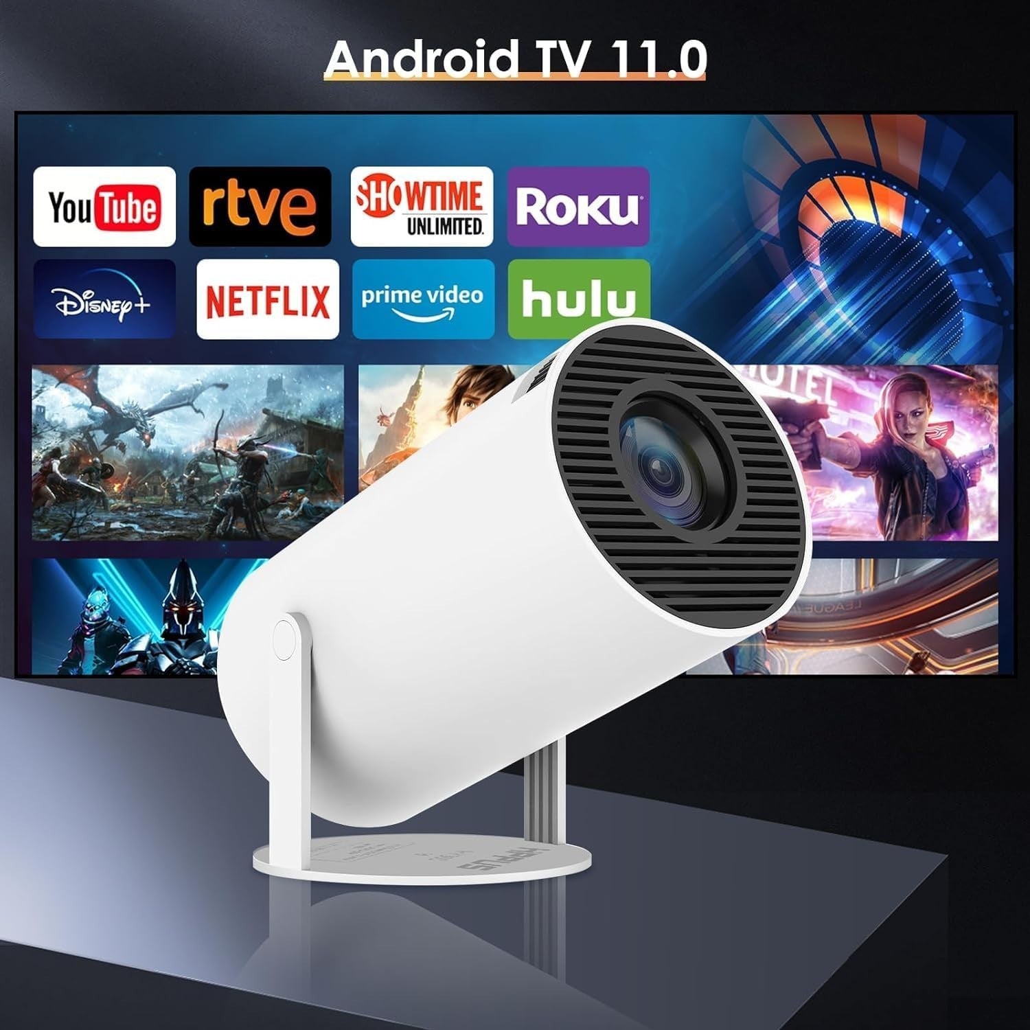 4K Mini Projector 1080P WiFi 6 Bluetooth 180° Portable Home Theater