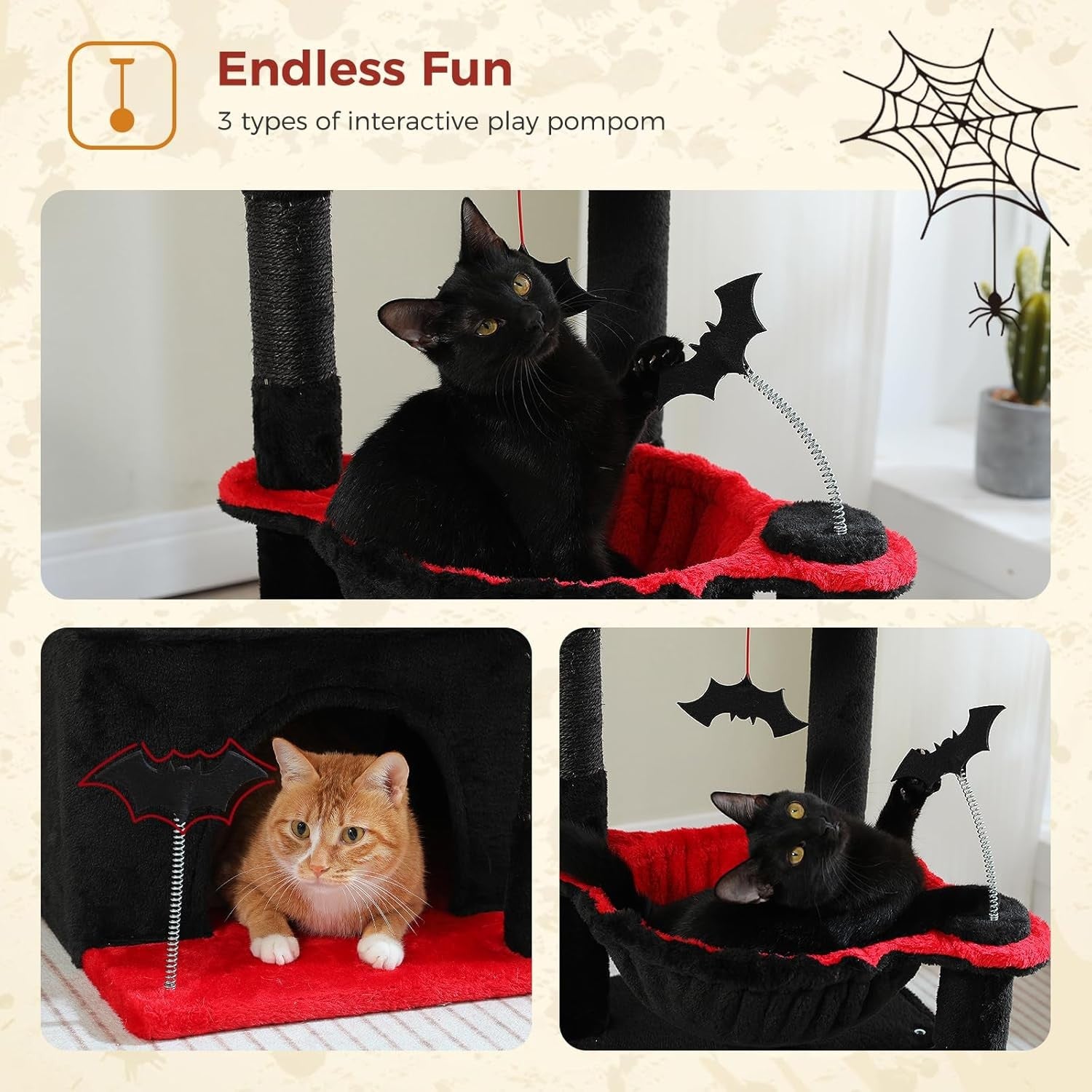 Gothic Cat Tree Tower Condo Hammock Scratching Post Indoor Play 79cm