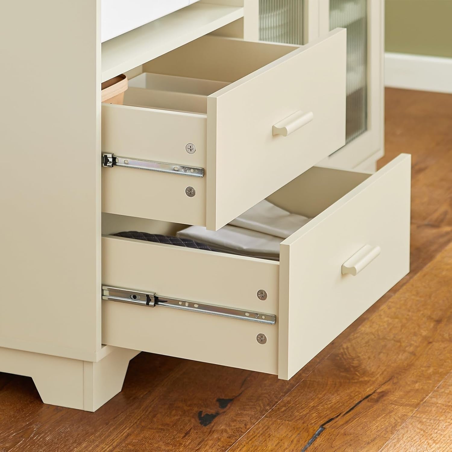 Kitchen Sideboard Cabinet with Microwave Shelf & Wine Rack Beige 120x40cm