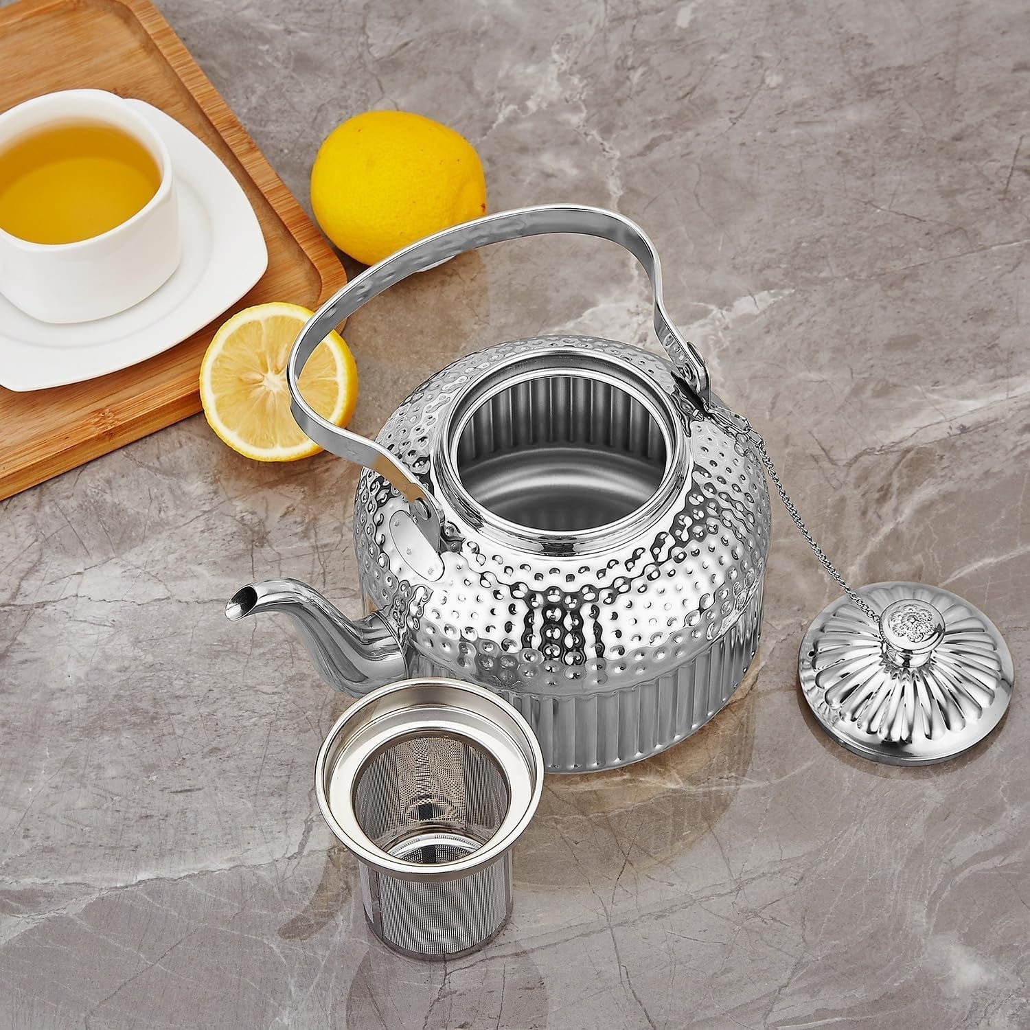 Stainless Steel Teapot with Infuser 1.5L Loose Leaf Tea Pot 6-8 Cups