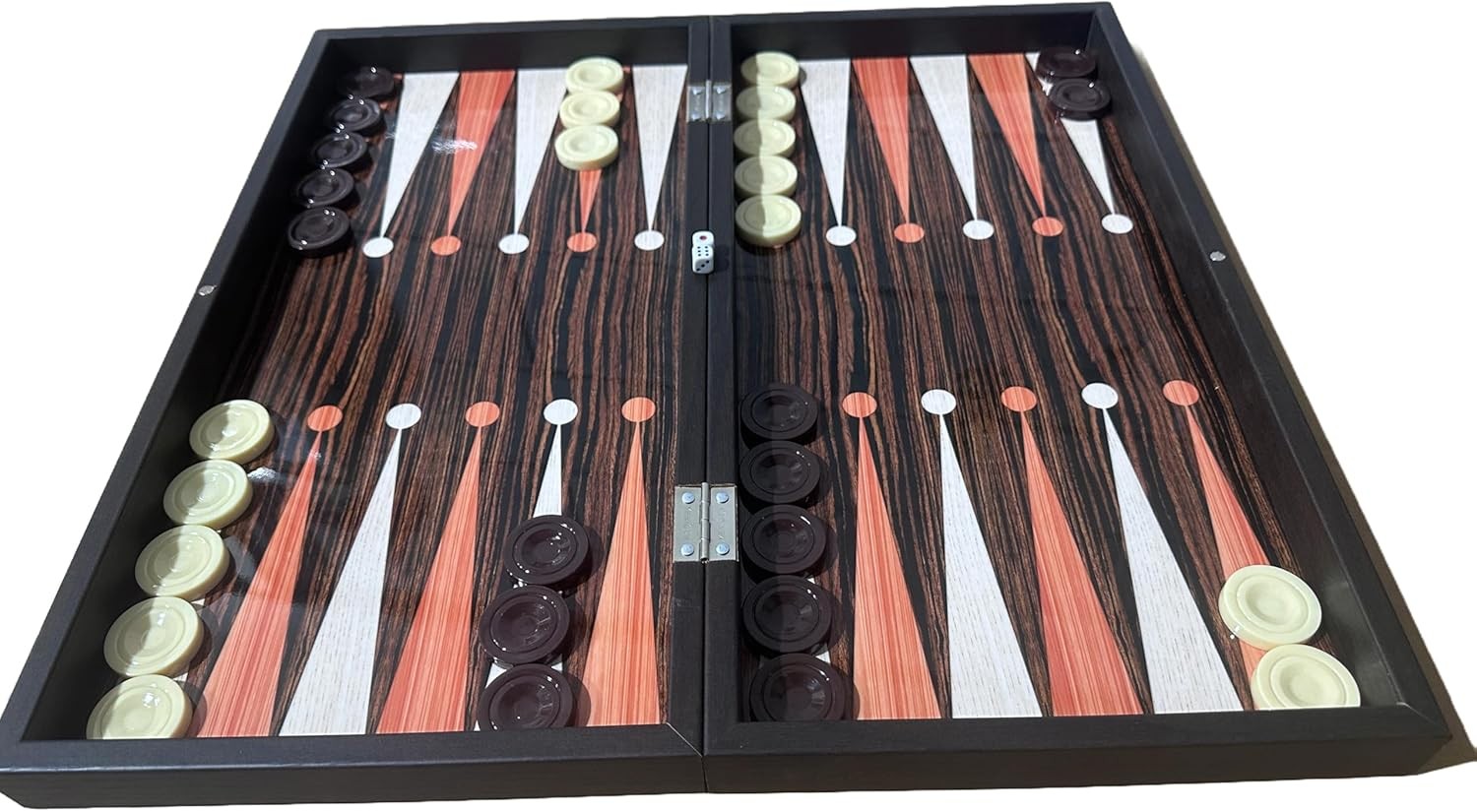 Large Wooden Backgammon Set Folding Board Luxury Traditional Strategy Game