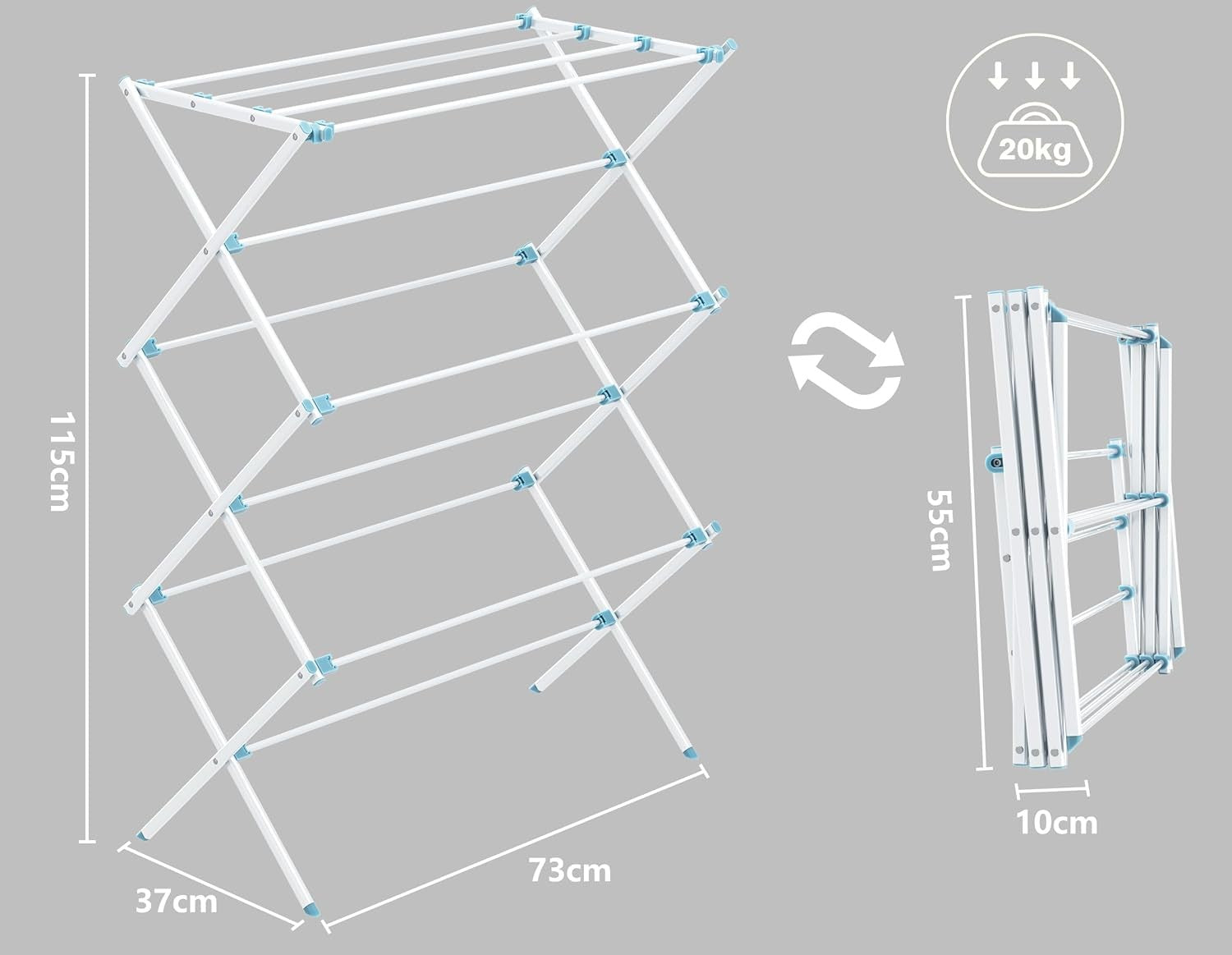 3 Tier Foldable Clothes Airer Heavy Duty Laundry Drying Rack Indoor