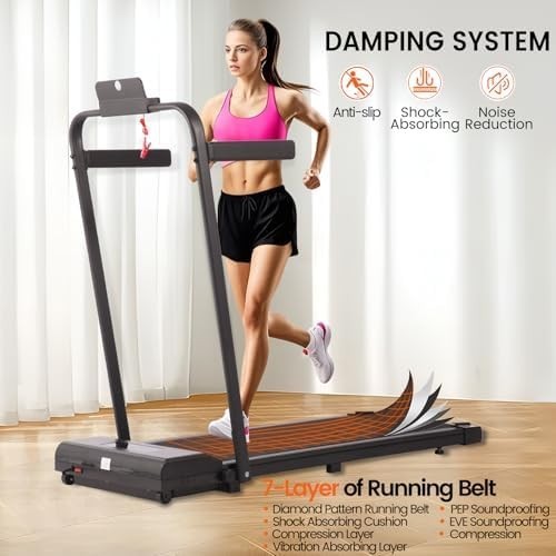 3-in-1 Foldable Walking Pad Under Desk Treadmill w/ Handle 10km/h Home Fitness