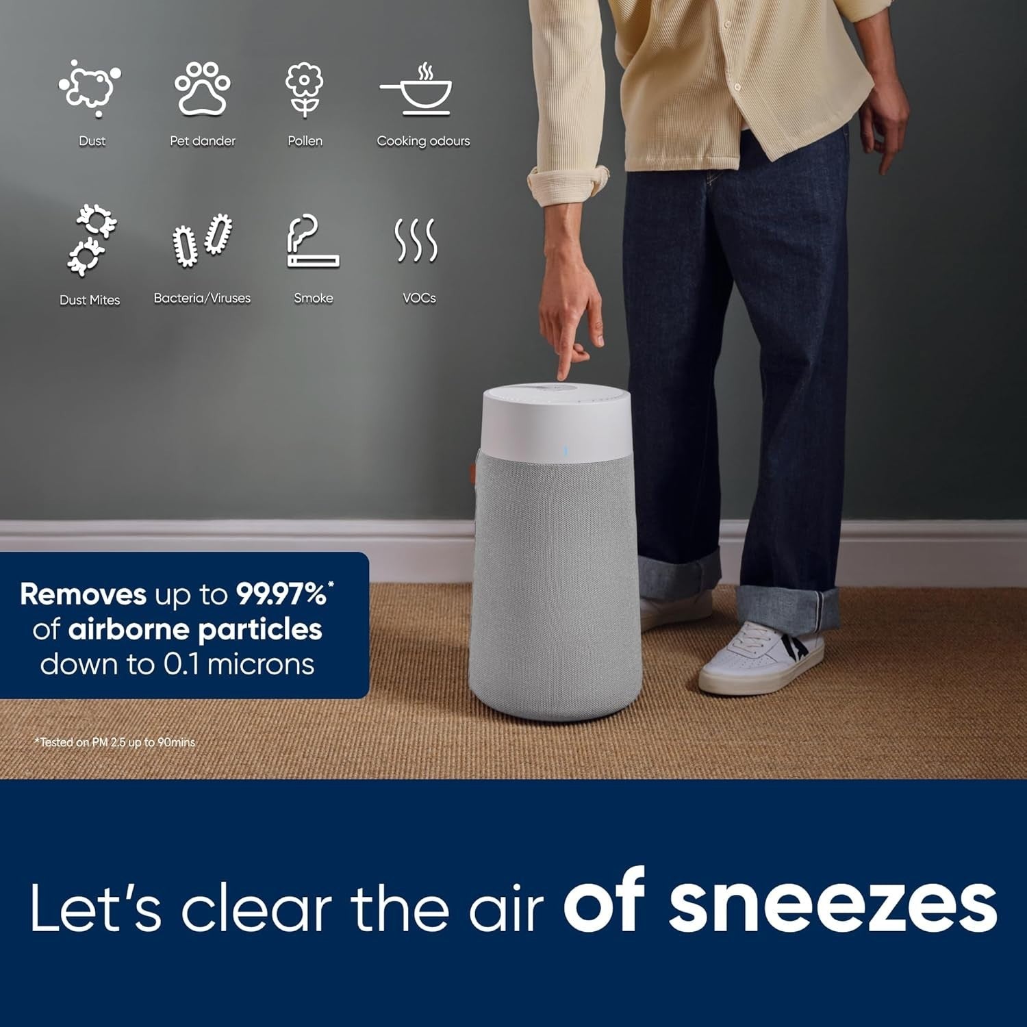 Smart HEPA Air Purifier 48m² Ultra Quiet 18dB WiFi Auto Allergy