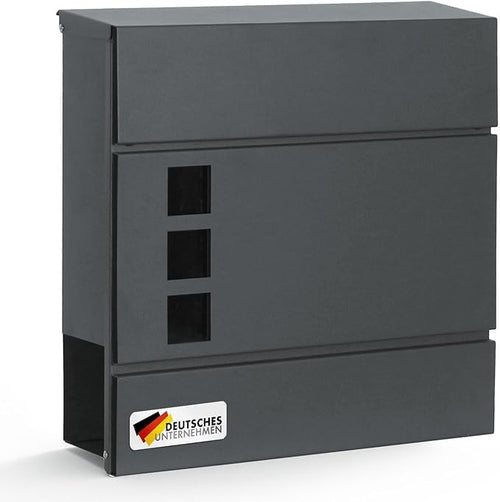 Lockable Wall Mounted Letterbox with Windows & Newspaper Slot – Rustproof Steel