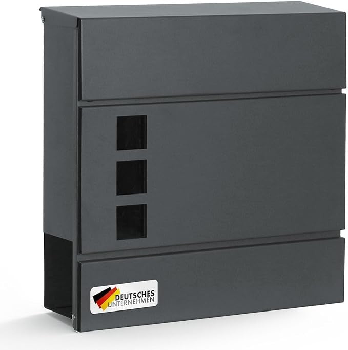Lockable Wall Mounted Letterbox with Windows & Newspaper Slot – Rustproof Steel