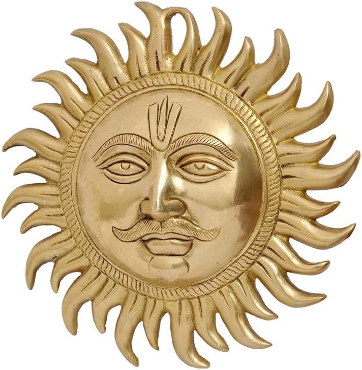 Brass Sun Face Wall Hanging 10x9.5in Surya Decor