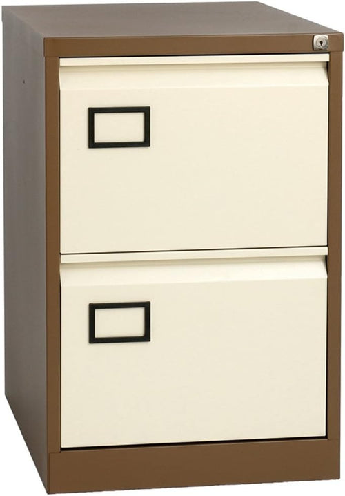 Coffee Cream Steel 2 Drawer Filing Cabinet Lockable Office File Storage