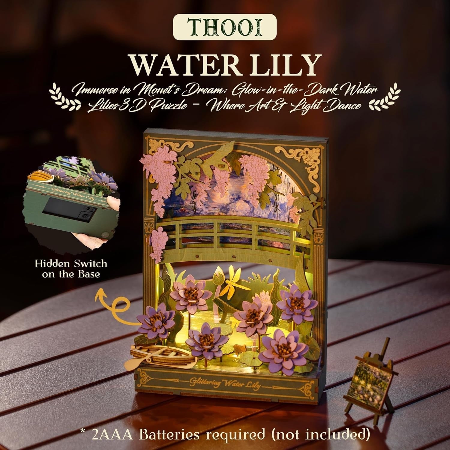 3D Wooden Flower Puzzle Wall Art Kit - DIY Decor Gift for Teens & Adults