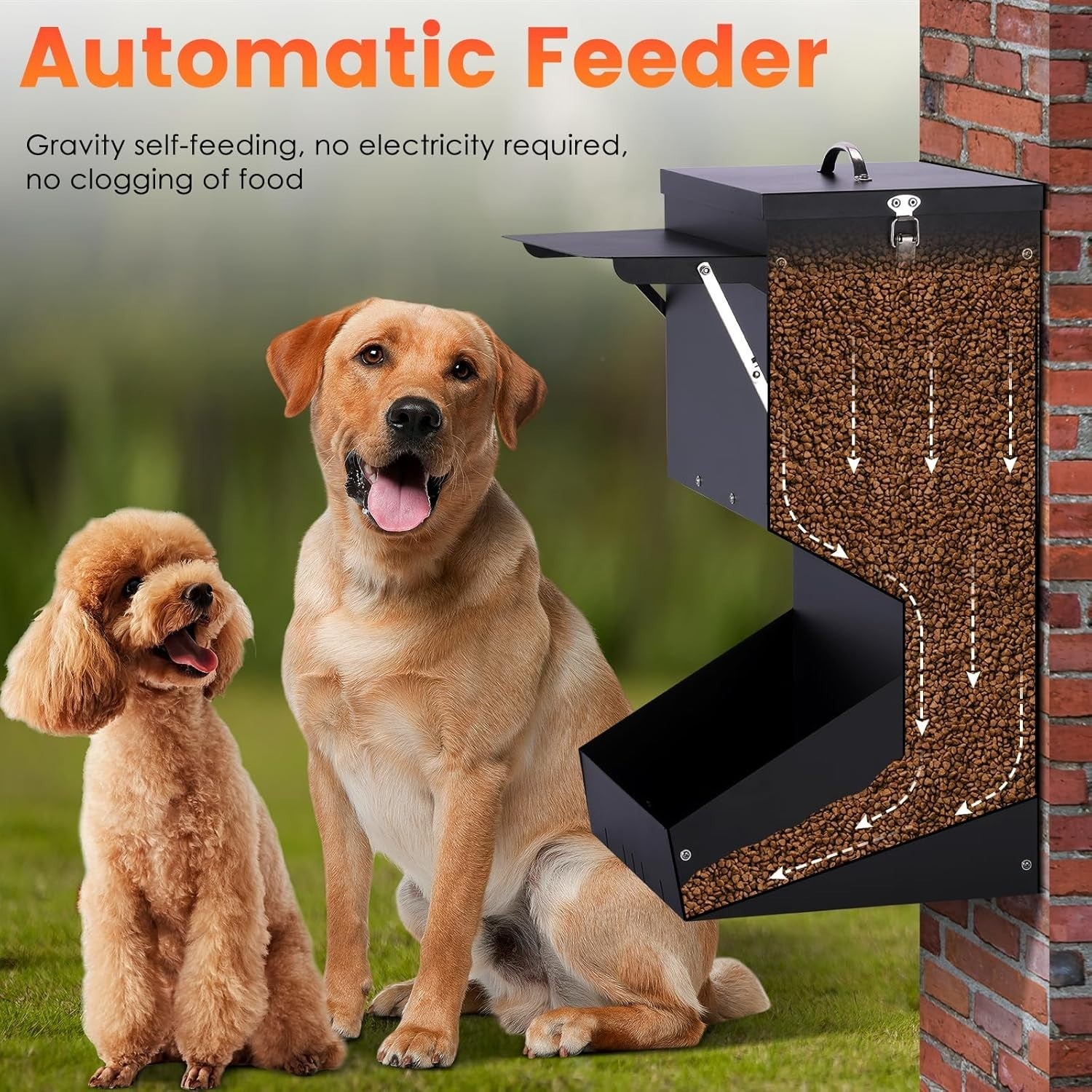 11kg Automatic Dog Feeder Outdoor Gravity Food Dispenser Galvanised