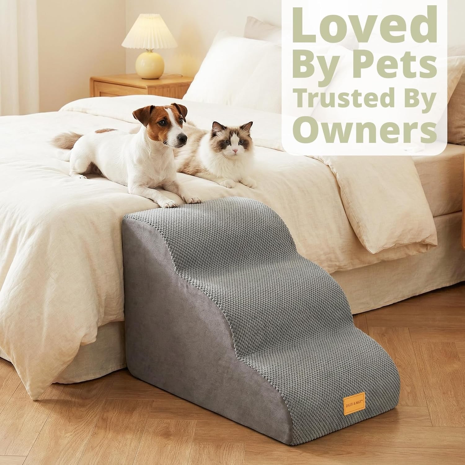 3‑Step Foam Dog Stairs for Bed Sofa – Non‑Slip Washable Waterproof Pet Steps
