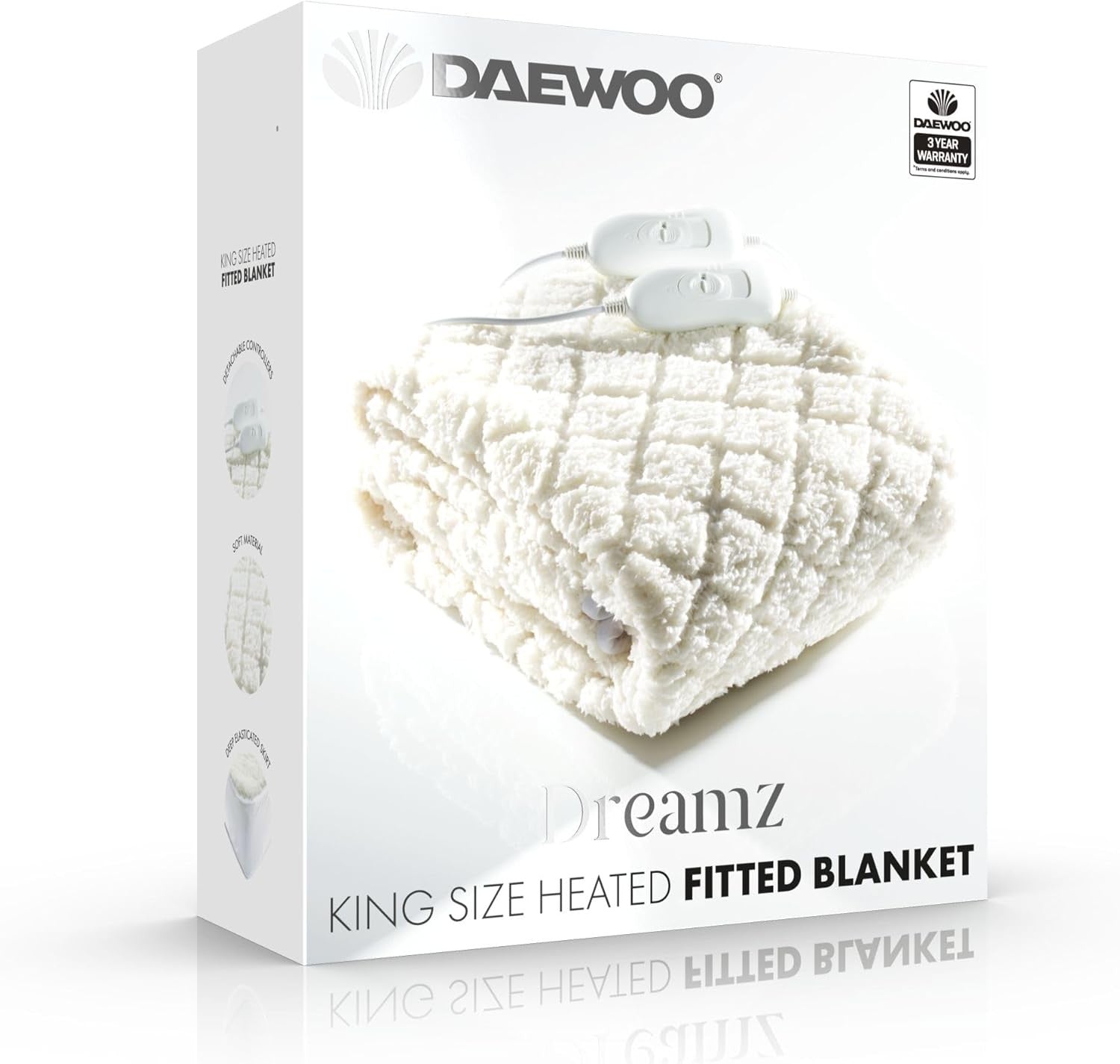 King Size Electric Heated Fitted Blanket Dual Control 3 Heat Washable
