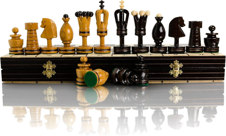 50cm Luxury Wooden Chess Set | Gothic ROYAL Design | Foldable Board & Pieces