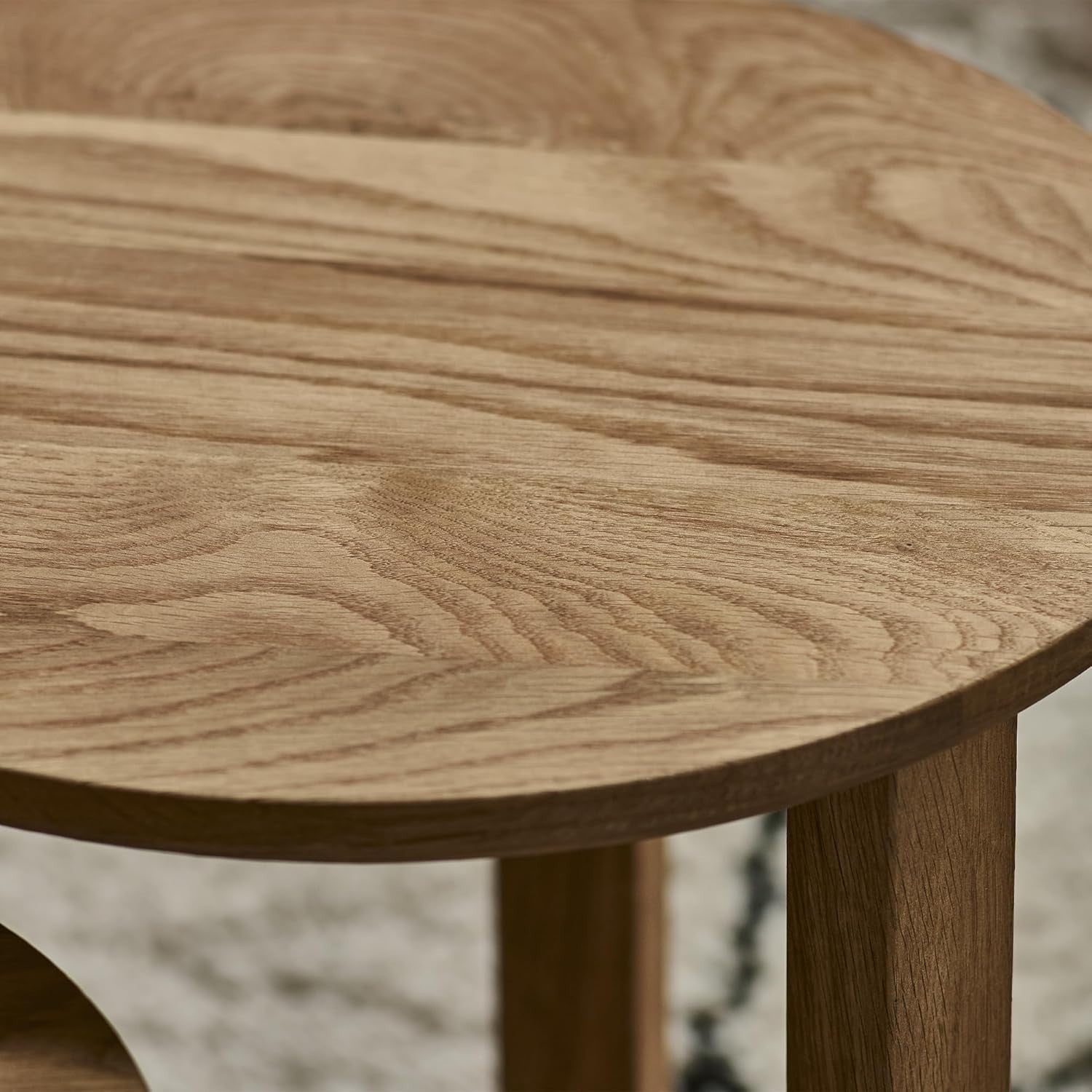 3 Piece Solid Oak Nesting Tables Set Modern Square Coffee End Side Nests