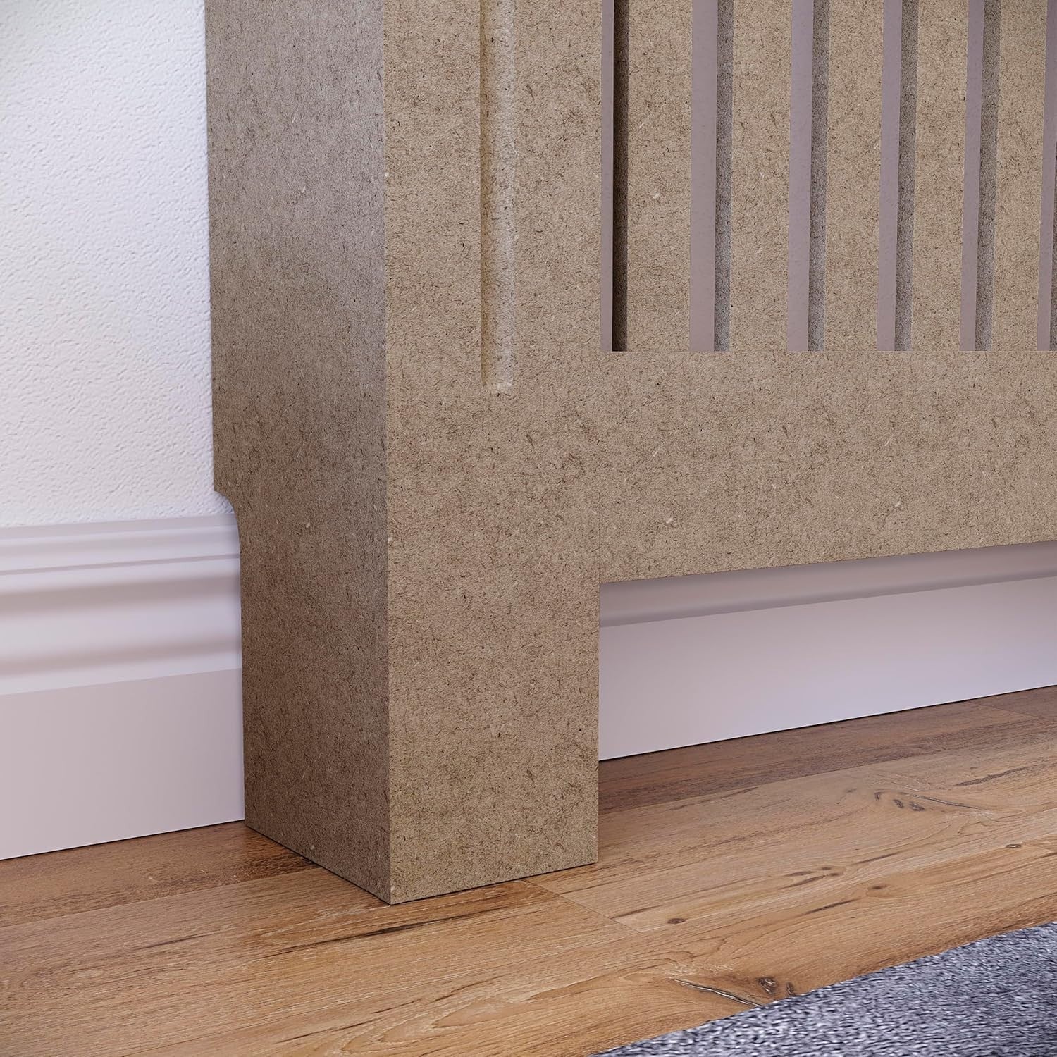 Large Unfinished Radiator Cover Cabinet | Modern MDF Slatted Heating Unit