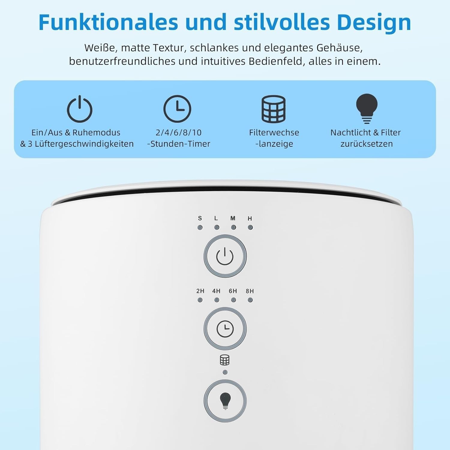 Quiet HEPA Air Purifier Bedroom Pet Smoke Odour Aroma Night Light