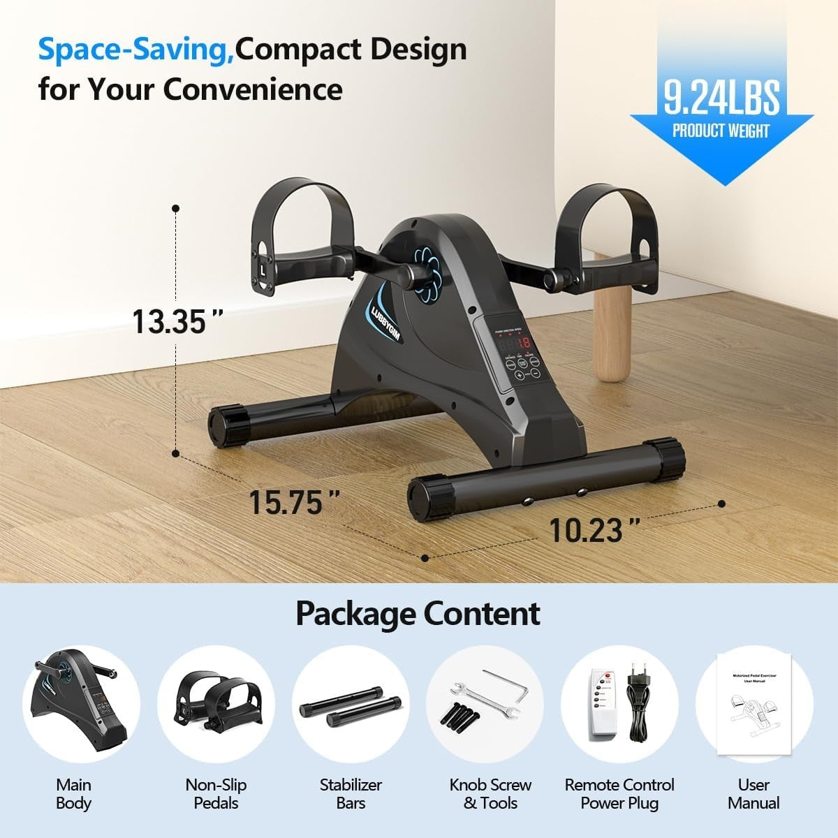 Motorized Seated Pedal Exerciser Electric Under Desk Trainer LCD