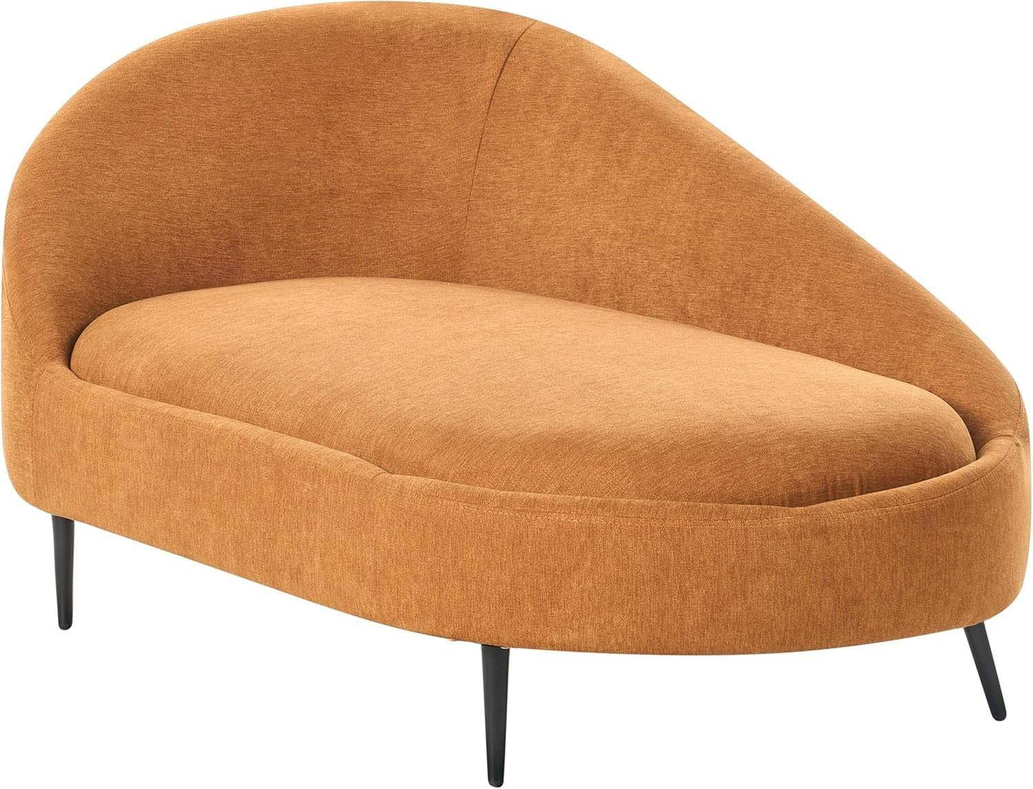 Modern Left Hand Orange Fabric Chaise Lounge Metal Legs Stylish & Durable
