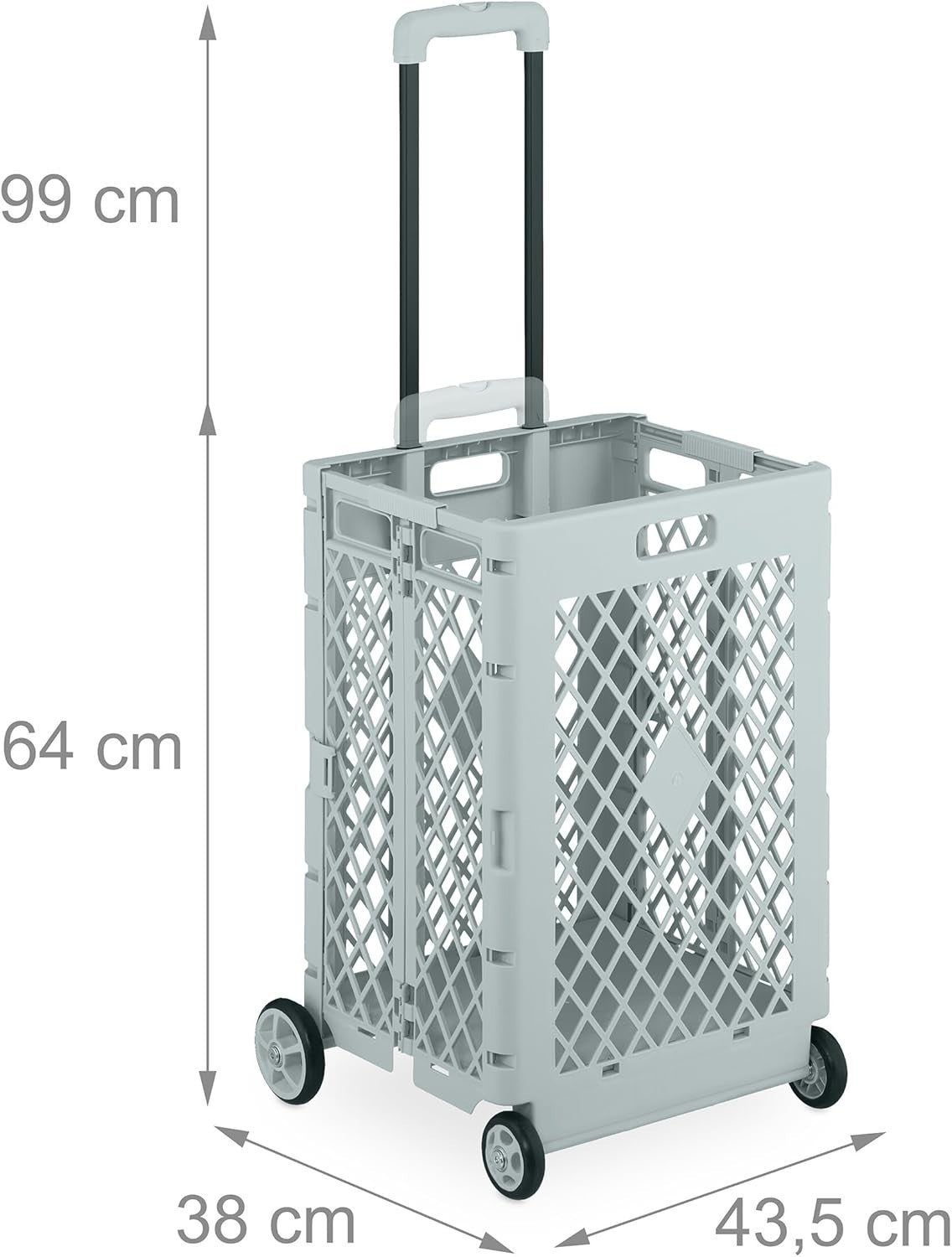 Collapsible Shopping Trolley with Wheels 25kg Load Folding Cart Handle