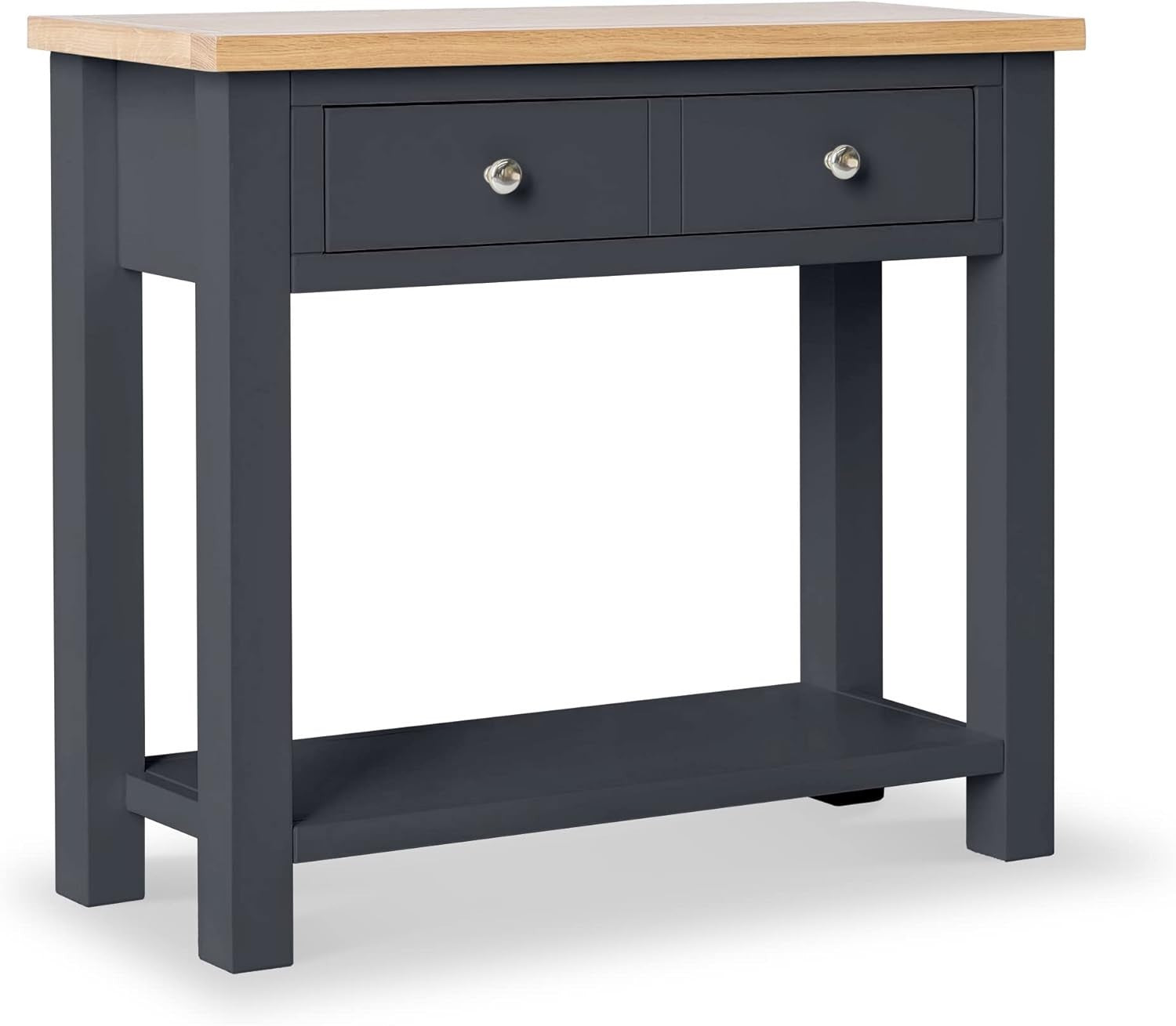 Wide Painted Oak Console Table with 2 Drawers & Lower Shelf, Hallway
