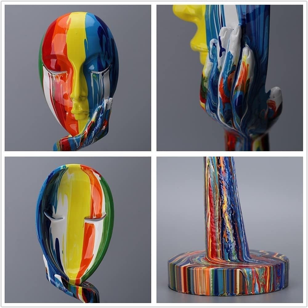Colorful Abstract Woman Face Sculpture • Modern Resin Art Decor Statue