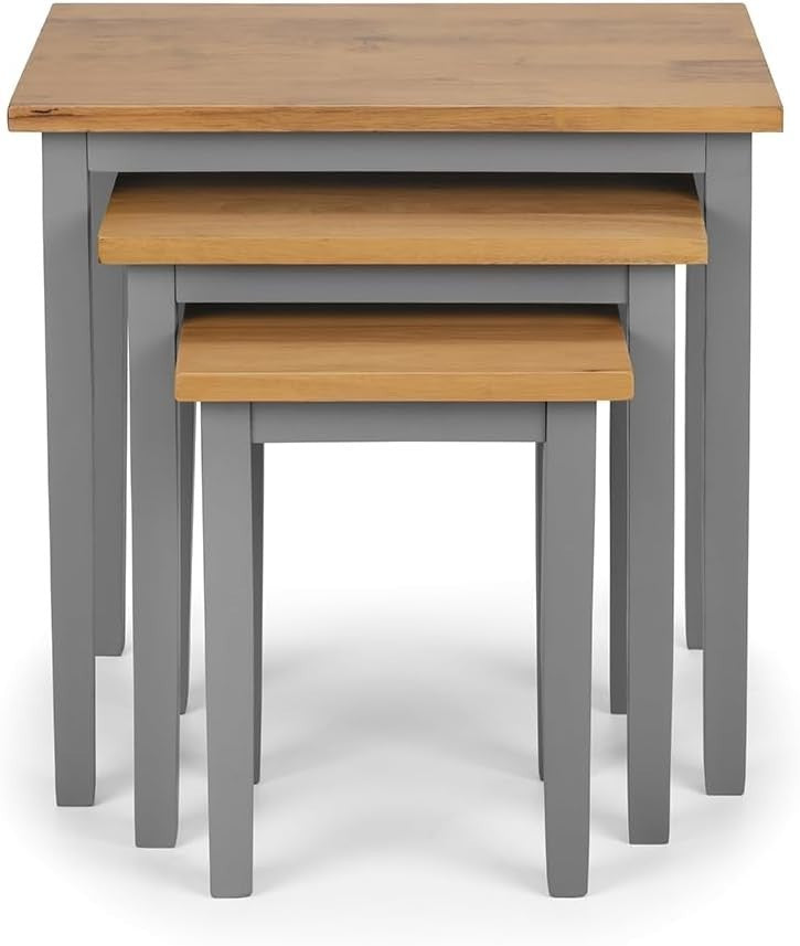 Space Saving Nesting Tables Set of 3 Wood Grey Oak Modern Living Room