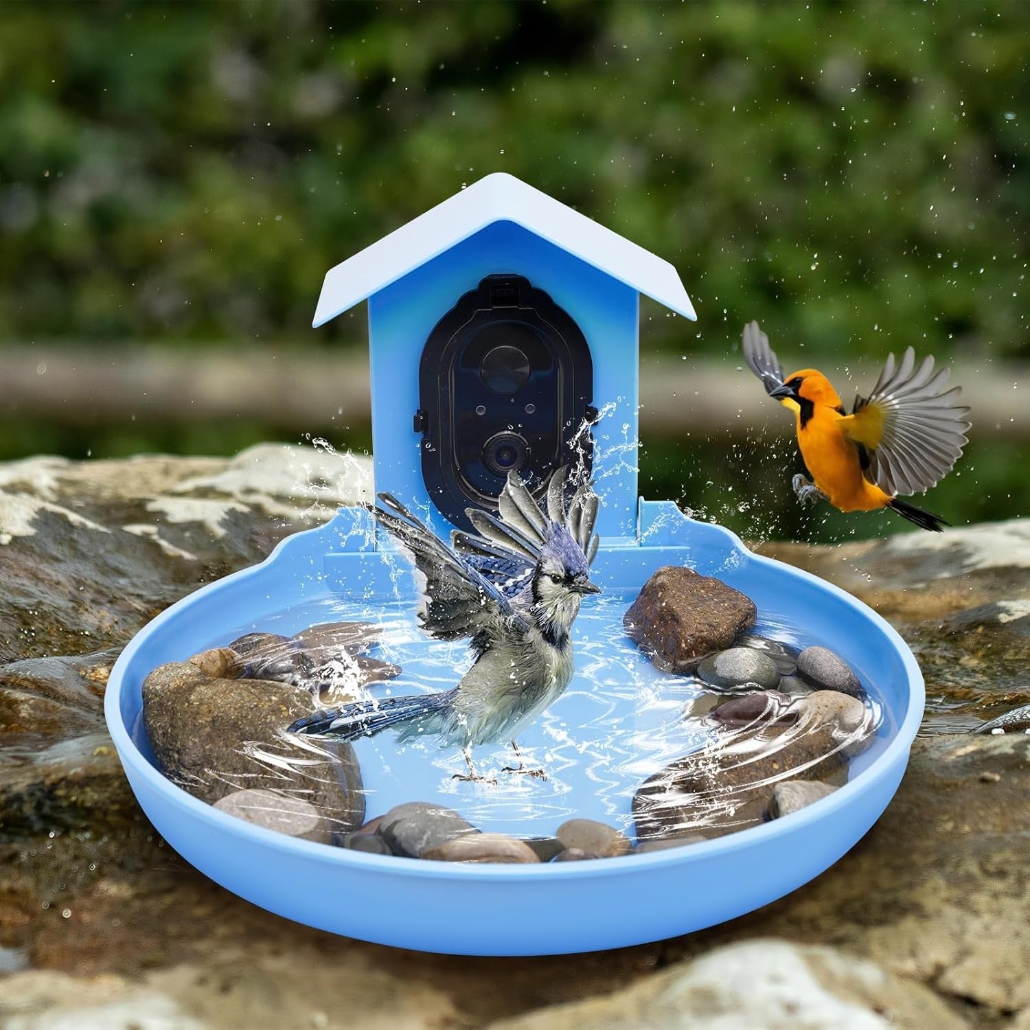 Smart Solar Bird Bath with Camera WiFi Motion Detection Garden Water Feature