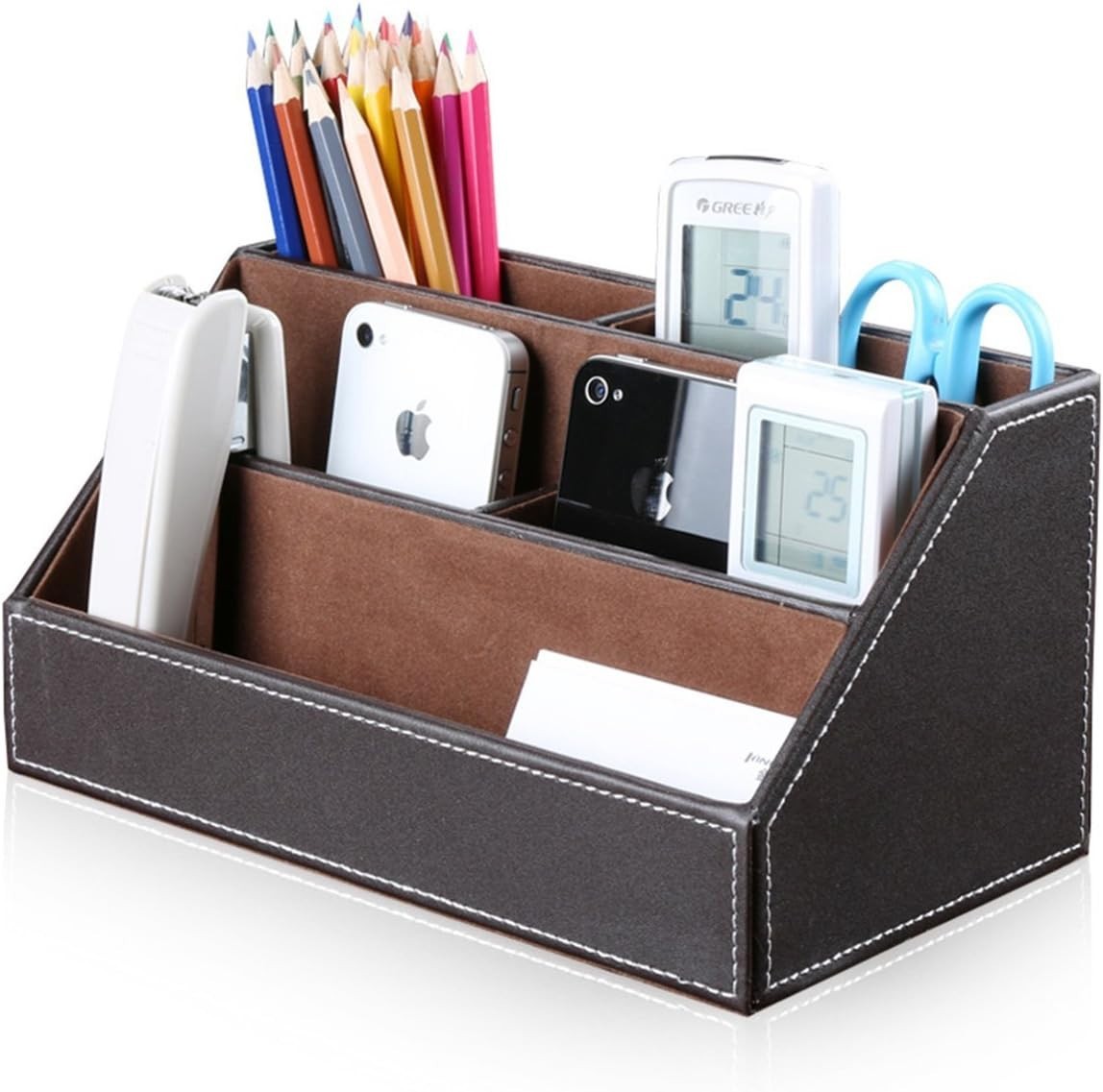 5-Piece PU Leather Desk Organizer Set with Pen, Memo & Tissue Holder