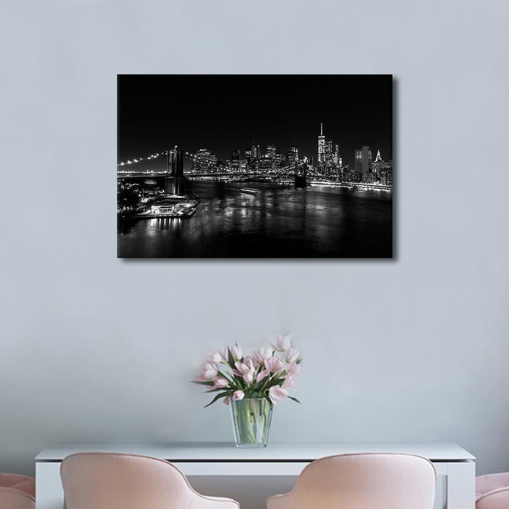 Manhattan New York Cityscape Canvas Wall Art 24×16 in Decor