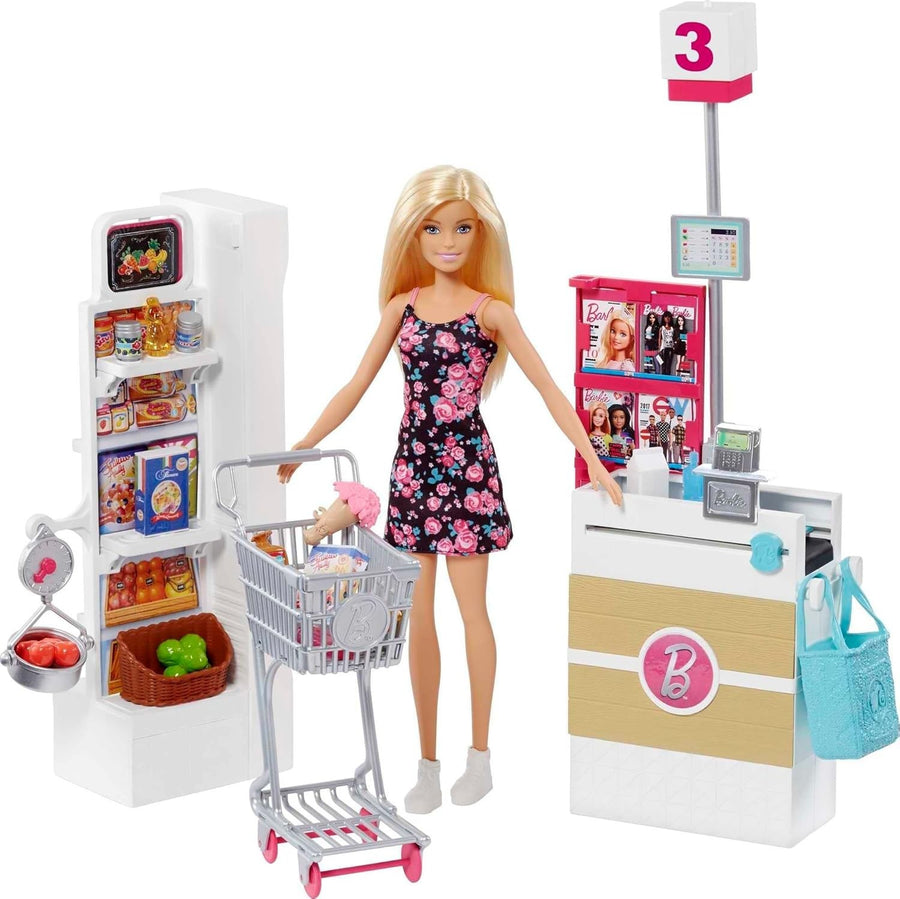 Fashion Doll Grocery Store Playset Rolling Cart Working Conveyor