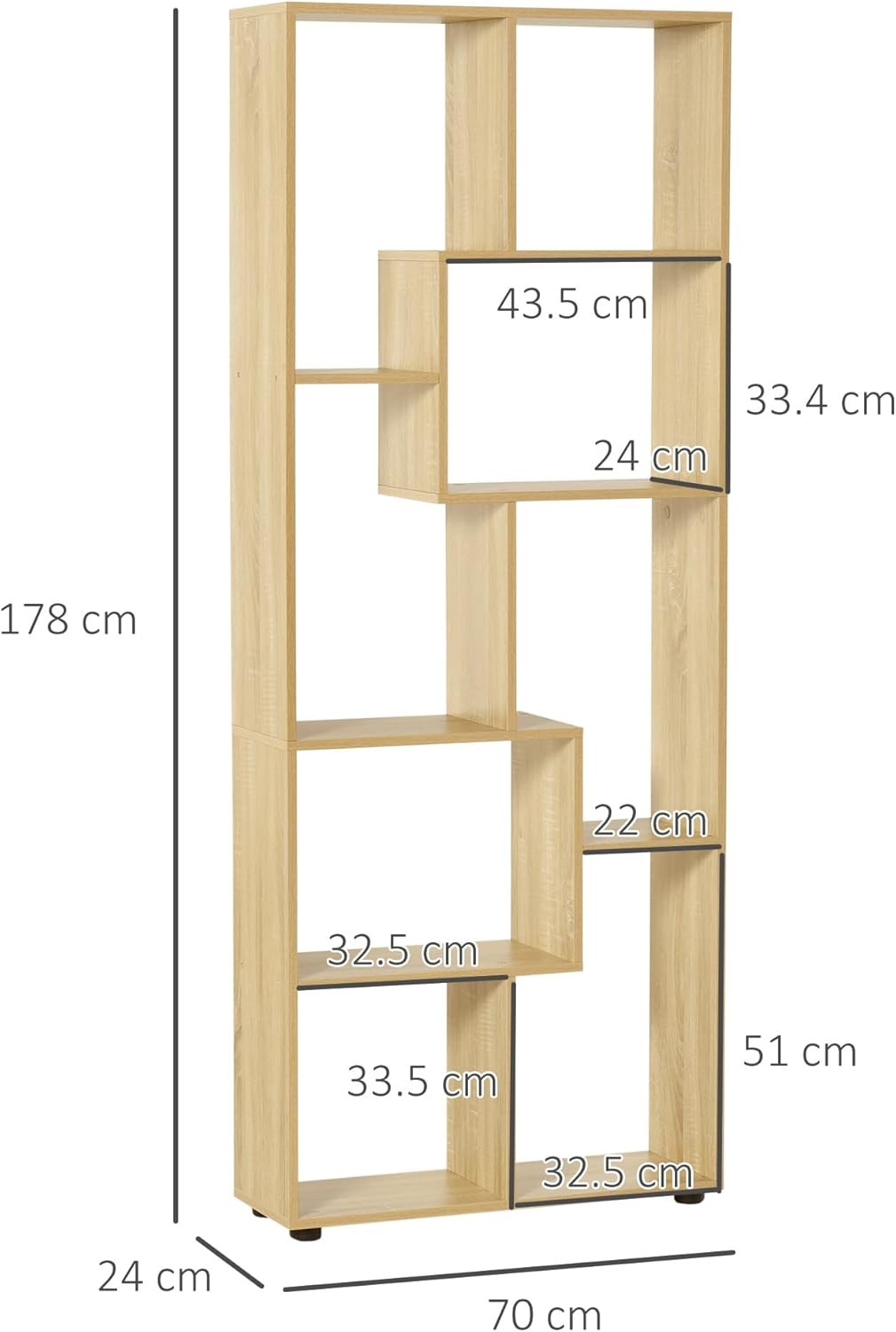 Modern 8-Cube Tall Bookcase Room Divider – Freestanding Storage Unit 178cm