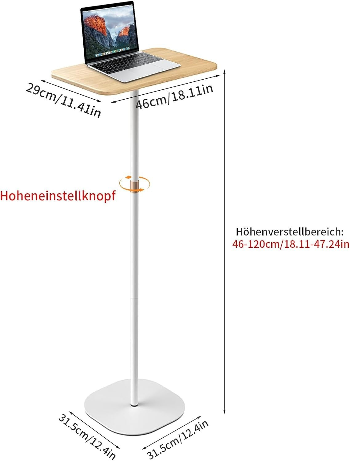 Adjustable Standing Desk 46–120cm Portable Laptop Table for Home Office