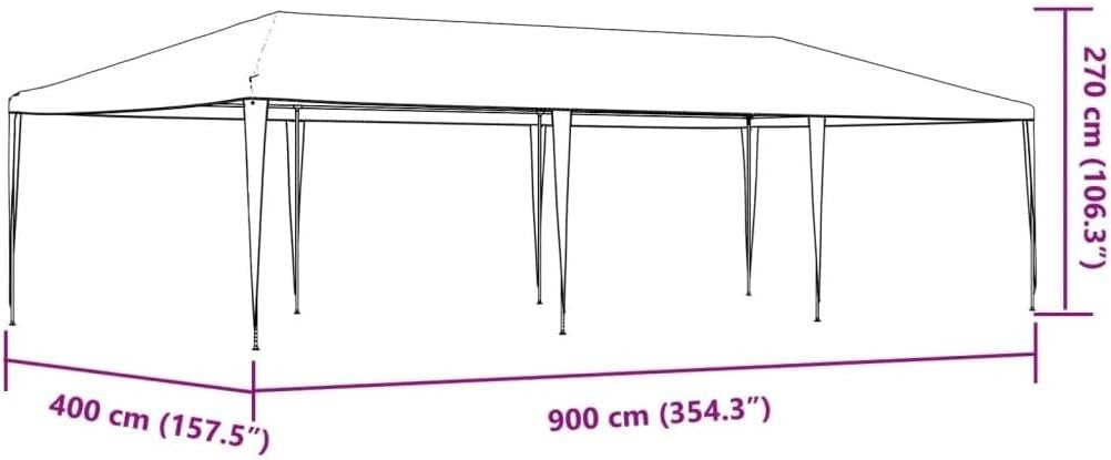 9M Outdoor Garden Party Tent Marquee Gazebo White PE Canopy UV/Waterproof