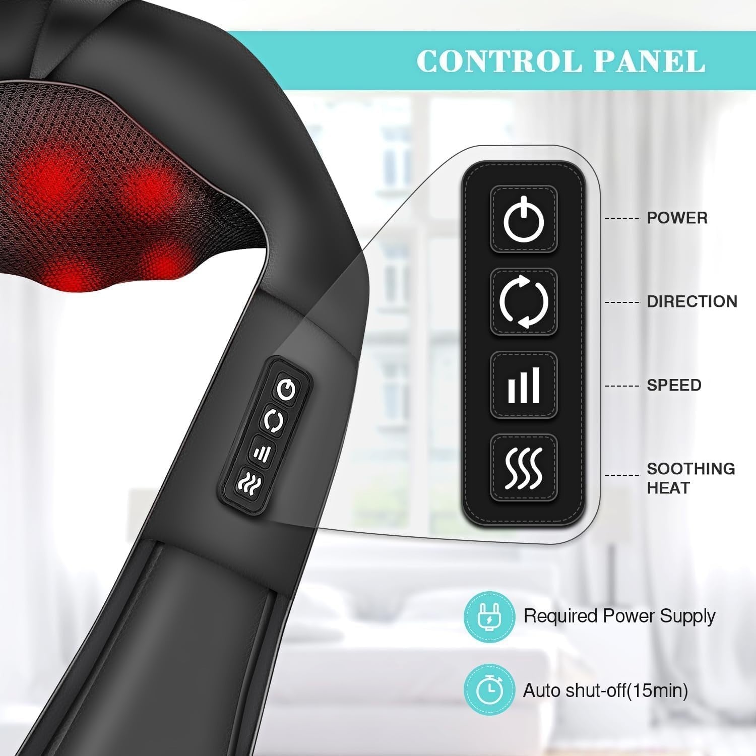 Electric Shiatsu Neck & Shoulder Massager with Heat Deep Kneading Back Relief