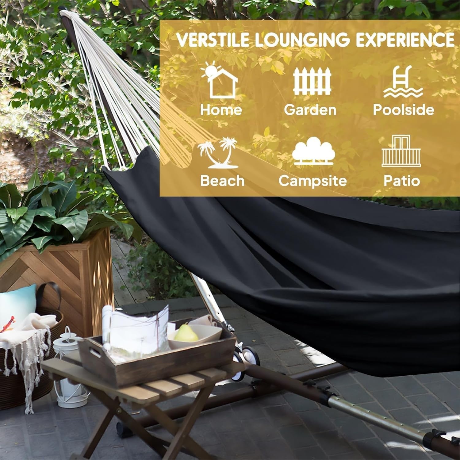 Portable Outdoor Hammock with Tree Straps & Travel Bag, 250kg Load, Durable